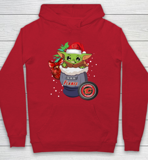 Calgary Flames Christmas Baby Yoda Star Wars Funny Happy NHL Hoodie 10
