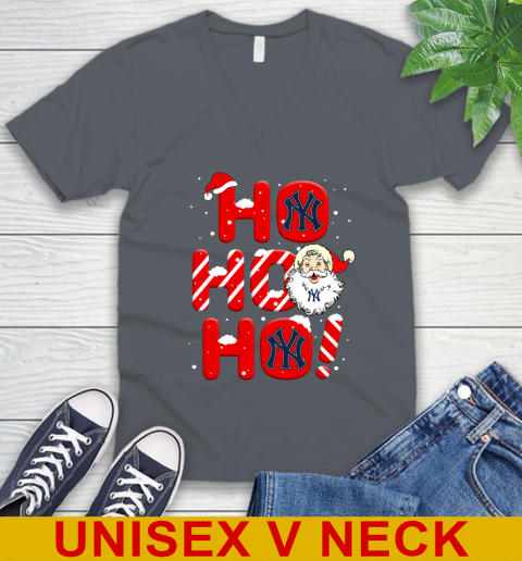 New York Yankees MLB Baseball Ho Ho Ho Santa Claus Merry Christmas Shirt V-Neck T-Shirt 4