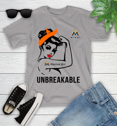 MLB Miami Marlins Girl Unbreakable Baseball Sports Youth T-Shirt 2