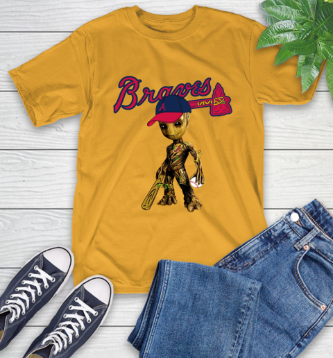 MLB Atlanta Braves Groot Guardians Of The Galaxy Baseball T-Shirt 3