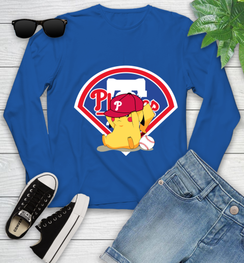 MLB Pikachu Baseball Sports Philadelphia Phillies Youth Long Sleeve 9