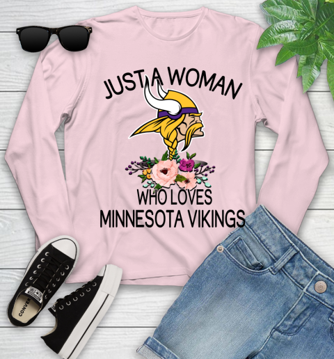 NFL Just A Woman Who Loves Minnesota Vikings Football Sports Youth Long Sleeve 7