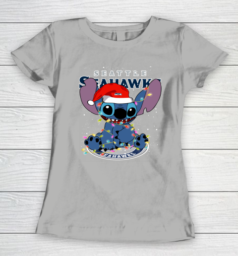 Seattle Seahawks NFL Football noel stitch Christmas Women's T-Shirt 8
