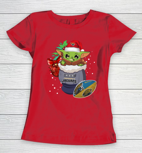 Jacksonville Jaguars Christmas Baby Yoda Star Wars Funny Happy NFL Women's T-Shirt 10