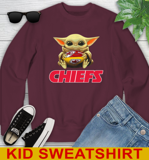 NFL Football Kansas City Chiefs Baby Yoda Star Wars Shirt Youth Sweatshirt 5