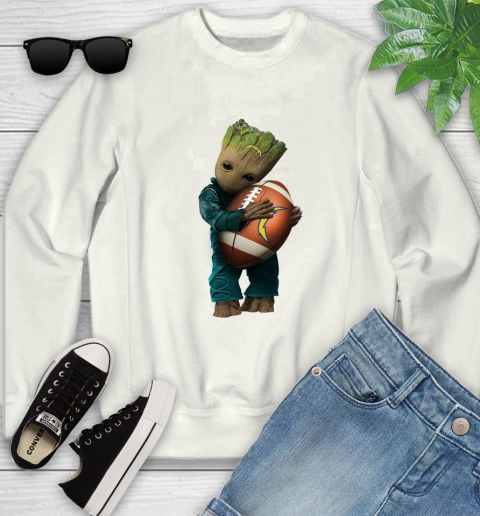 NFL Groot Guardians Of The Galaxy Football Sports Los Angeles Chargers Youth Sweatshirt