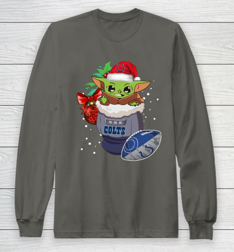 Indianapolis Colts Christmas Baby Yoda Star Wars Funny Happy NFL Long Sleeve T-Shirt - Image 9