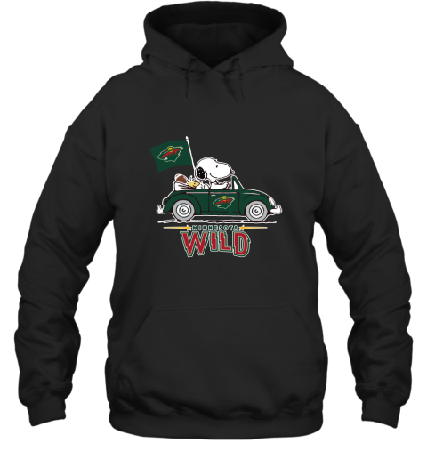 Snoopy And Woodstock Ride The Minnesota Wilds Car NHL Hoodie