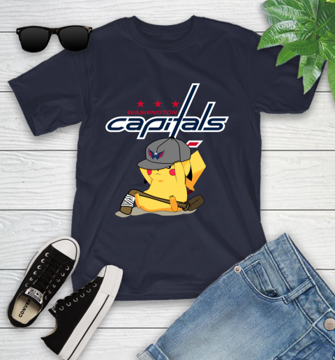 NHL Pikachu Hockey Sports Washington Capitals Youth T-Shirt 3