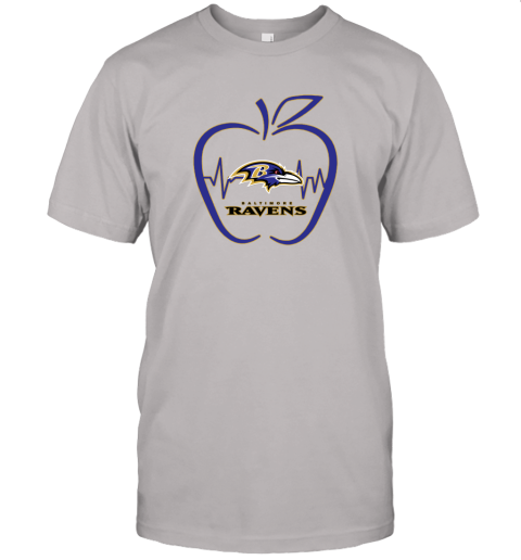 Apple Heartbeat Teacher Symbol Baltimore Ravens Unisex Jersey Tee
