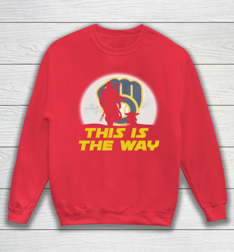 Milwaukee Brewers MLB Baseball Star Wars Yoda And Mandalorian This Is The Way Sweatshirt 7