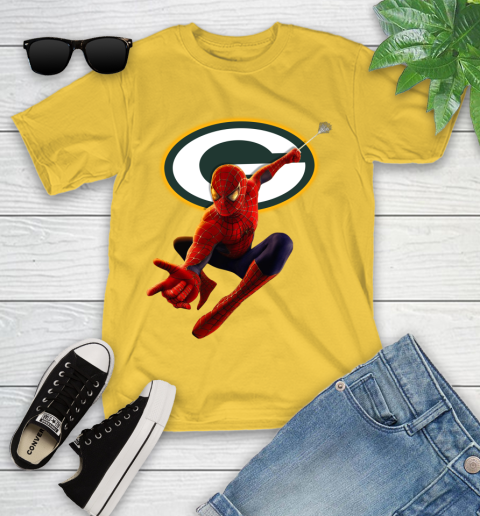 NFL Spider Man Avengers Endgame Football Green Bay Packers Youth T-Shirt 8