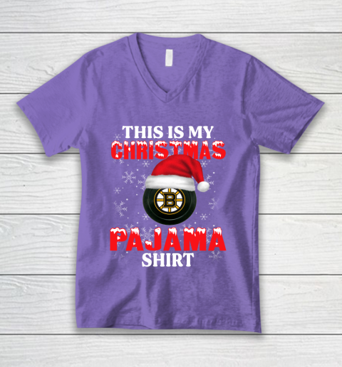 Boston Bruins This Is My Christmas Pajama Shirt NHL V-Neck T-Shirt 8
