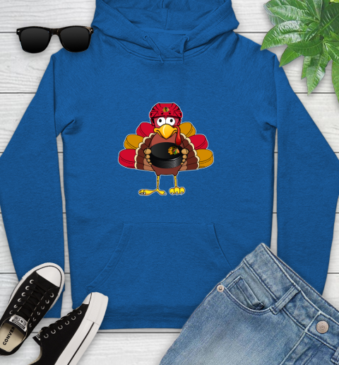 Chicago Blackhawks Turkey Thanksgiving Day Youth Hoodie 9