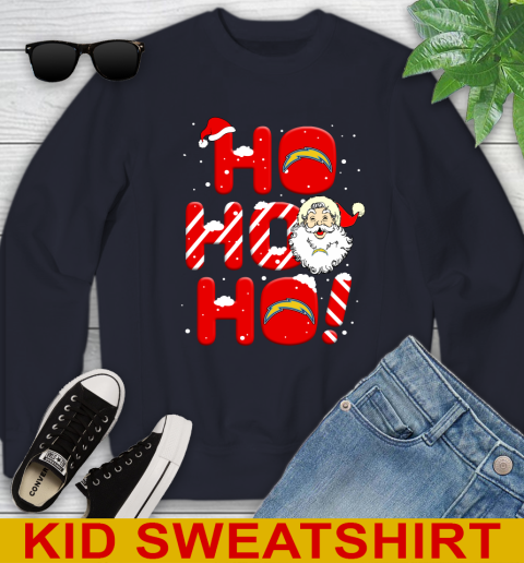 Los Angeles Chargers NFL Football Ho Ho Ho Santa Claus Merry Christmas Shirt Youth Sweatshirt 2
