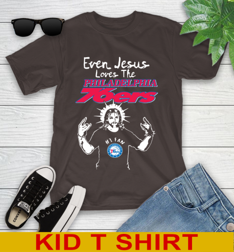 Philadelphia 76ers NBA Basketball Even Jesus Loves The 76ers Shirt Youth T-Shirt 6