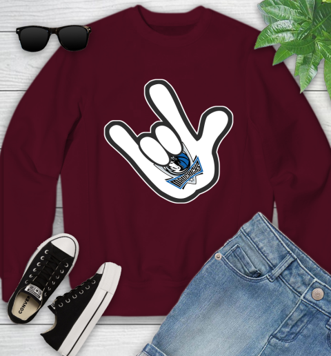 Dallas Mavericks NBA Basketball Mickey Rock Hand Disney Youth Sweatshirt 5