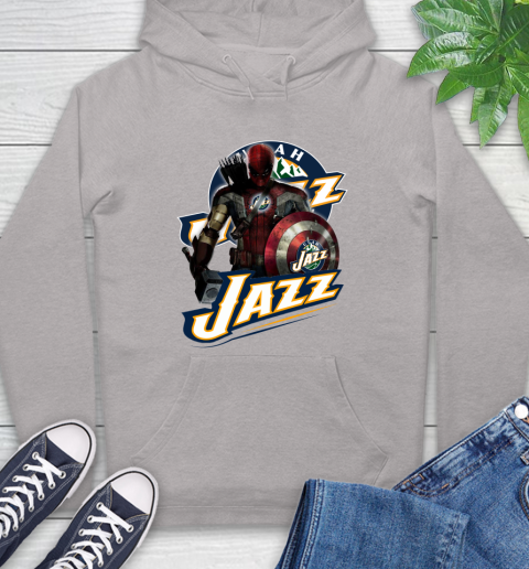 Utah Jazz NBA Basketball Captain America Thor Spider Man Hawkeye Avengers Hoodie 12