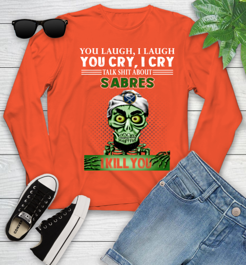 NHL Talk Shit About Buffalo Sabres I Kill You Achmed The Dead Terrorist Jeffrey Dunham Hockey Youth Long Sleeve 3