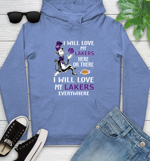 NBA Basketball Los Angeles Lakers I Will Love My Lakers Everywhere Dr Seuss Shirt Youth Hoodie 11