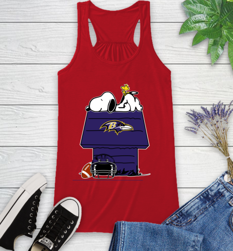 Baltimore Ravens NFL Football Snoopy Woodstock The Peanuts Movie Racerback Tank 6