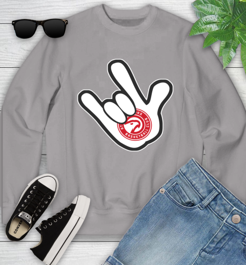 Atlanta Hawks NBA Basketball Mickey Rock Hand Disney Youth Sweatshirt 4