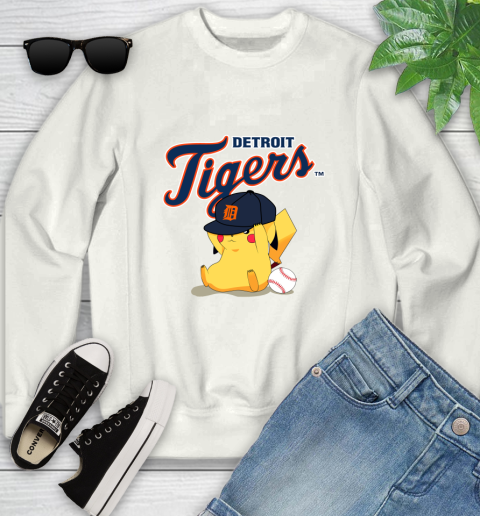 MLB Pikachu Baseball Sports Detroit Tigers Youth Sweatshirt