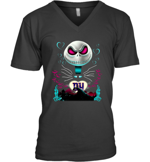 NFL New York Giants Jack Skellington Sally The Nightmare Before Christmas Football MZP3oSXt60A v neck unisex 8 95 151514 front black
