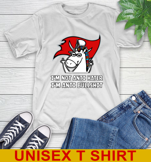 Tampa Bay Buccaneers NFL Football Unicorn I'm Not Anti Hater I'm Anti Bullshit T-Shirt