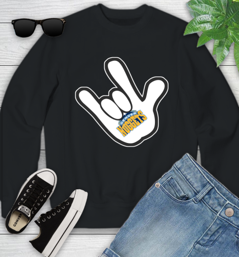 Denver Nuggets NBA Basketball Mickey Rock Hand Disney Youth Sweatshirt 3 Denver Nuggets NBA Basketball Mickey Rock Hand Disney Youth Sweatshirt - Image 3