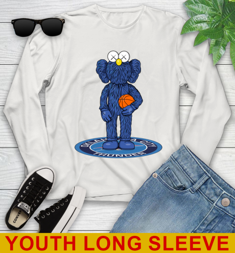 NBA Basketball Oklahoma City Thunder Kaws Bff Blue Figure Shirt Youth Long Sleeve 12