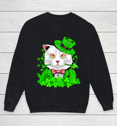 Cat Leprechaun Cat Lover Shamrock St Patrick s Day Youth Sweatshirt