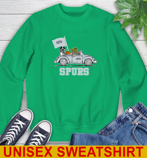 NBA Basketball San Antonio Spurs Darth Vader Baby Yoda Driving Star Wars Shirt Sweatshirt 6