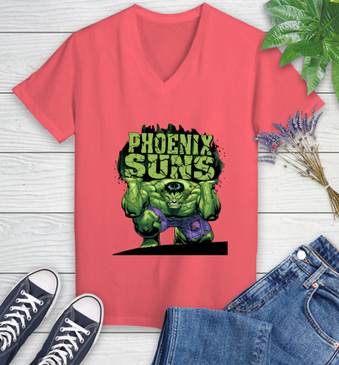 Phoenix Suns NBA Basketball Incredible Hulk Marvel Avengers Sports Women's V-Neck T-Shirt 6