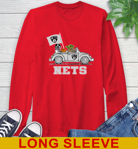 NBA Basketball Brooklyn Nets Darth Vader Baby Yoda Driving Star Wars Shirt Long Sleeve T-Shirt 10