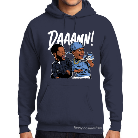 Air Jordan 1 Obsidian UNC Matching Sneaker Shirt Daaamn Meme Blue And Navy Sneaker Navy Tshirt