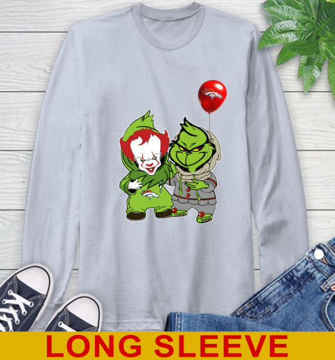 Denver Broncos Baby Pennywise Grinch Christmas NFL Football Long Sleeve T-Shirt 6