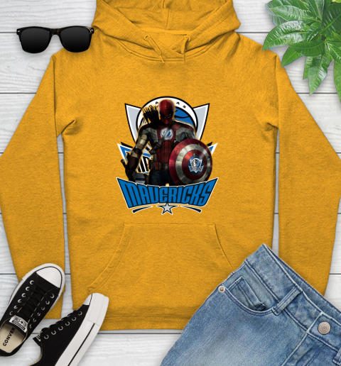 Dallas Mavericks NBA Basketball Captain America Thor Spider Man Hawkeye Avengers Youth Hoodie 3