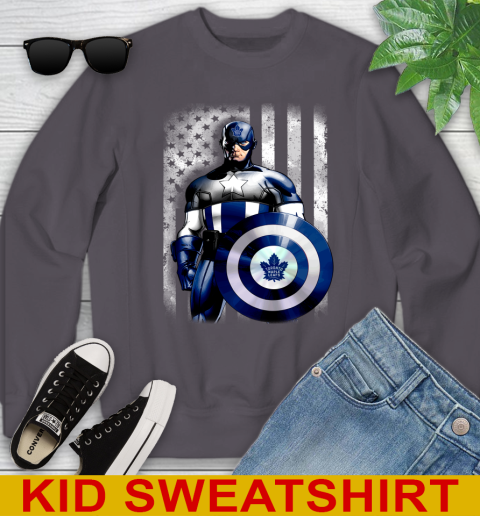 Toronto Maple Leafs NHL Hockey Captain America Marvel Avengers American Flag Shirt Youth Sweatshirt 5