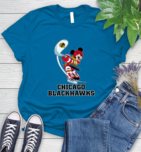 NHL Hockey Chicago Blackhawks Cheerful Mickey Mouse Shirt Women's T-Shirt - Image 9