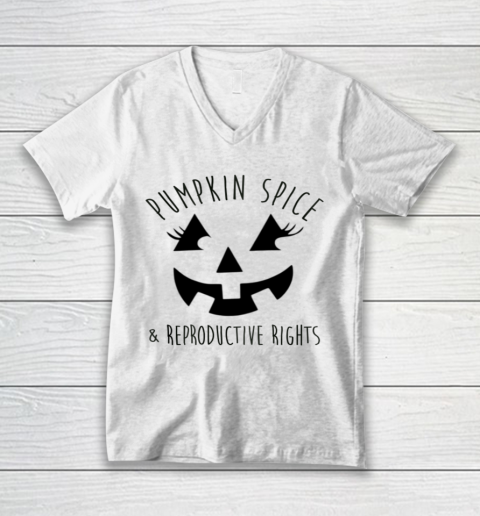 Pumpkin Spice and Reproductive Rights Feminist JackoLantern V-Neck T-Shirt