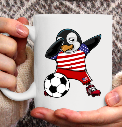 Dabbing Penguin America Soccer Fans Jersey Football Lover Ceramic Mug 11oz