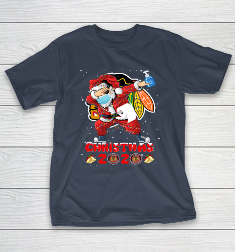 Chicago Blackhawks Funny Santa Claus Dabbing Christmas 2020 NHL T-Shirt 3