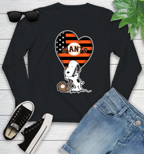 San Francisco Giants MLB Baseball The Peanuts Movie Adorable Snoopy Youth Long Sleeve 2