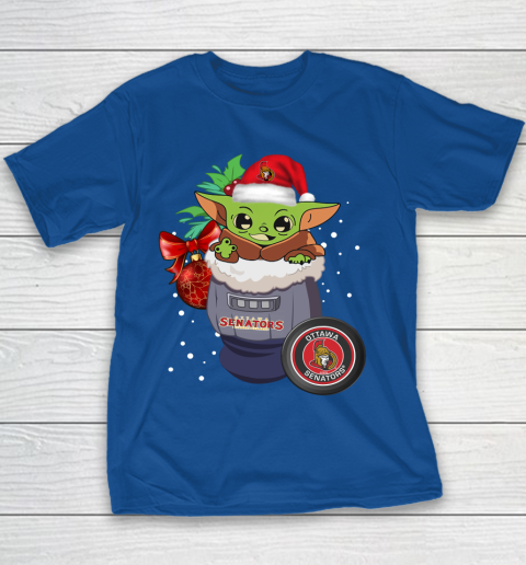 Ottawa Senators Christmas Baby Yoda Star Wars Funny Happy NHL Youth T-Shirt 8