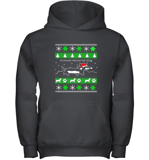 Dachshund Through The Snow Ugly Christmas Adult Crewneck Youth Hoodie