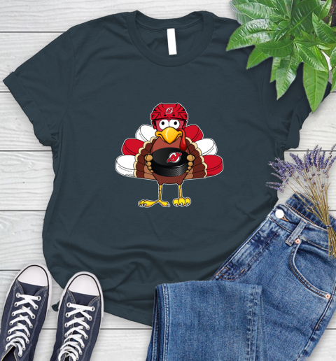 New Jersey Devils Turkey Thanksgiving Day Women's T-Shirt 8