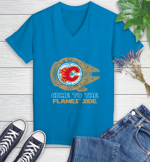 NHL Come To The Calgary Flames Wars Hockey Sports Women's V-Neck T-Shirt 7
