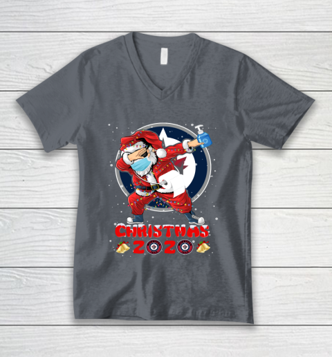 Winnipeg Jets Funny Santa Claus Dabbing Christmas 2020 NHL V-Neck T-Shirt 4