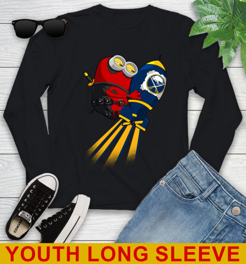 NHL Hockey Buffalo Sabres Deadpool Minion Marvel Shirt Youth Long Sleeve